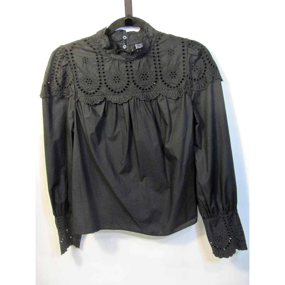 Gap Black Eyelet Cotton Feminine Top Size S Petite